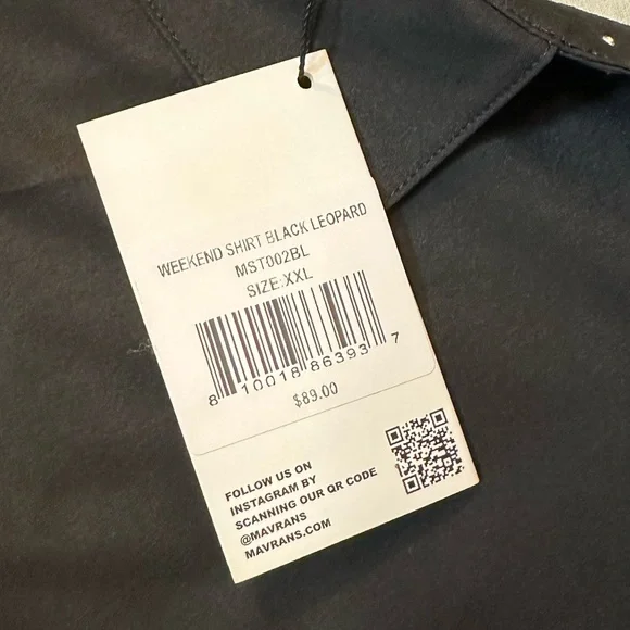 NWT Mavrans Men’s Black Leopard Game Weekend Short Sleeve Button Down Shirt - Picture 6 of 8